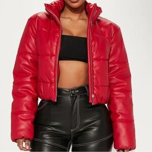 Vixen Faux Leather Puffer Jacket